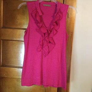 Velvet Pink Sleeveless Ruffle Top.     E011